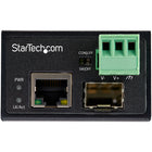 StarTech Industrial Fiber to Ethernet Media Converter - 100Mbps SFP to RJ45/Cat6-OPEN SFP SLOT: Compatible with any standard SFP and can be used for multimode or single mode fiber connections, easy deployment across applications, fiber distances or fiber cable types