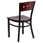 Flash Furniture HERCULES Series Black 4 Square Back Metal Restaurant Chair - Mahogany Wood Back & Seat-Mahogany Finished Wood Seat