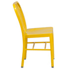 Flash Furniture Commercial Grade Metal Indoor-Outdoor Chair - Yellow-Curved Vertical Slat Back