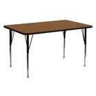 Flash Furniture 24''W x 60''L Rectangle Activity Table with 1.25'' High Pressure Top and Standard Height Adjustable Legs, Oak-Oak Laminate
