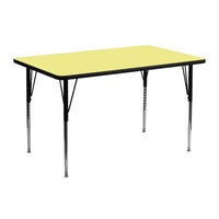 Flash Furniture 24"W x 48"L Rectangular Yellow Thermal Laminate Activity Table - Standard Height Adjustable Legs-Popular Rectangular Activity Table
