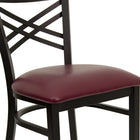 Flash Furniture HERCULES Series Black "X" Back Metal Restaurant Chair - Burgundy Vinyl Seat-CA117 Fire Retardant Foam