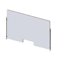 Mark Maker Rod Sneeze Guard - 47.5" W x 31.5"H panel 1/4" Clear Acrylic and 24" high aluminum rod set - with 4"x12" pass through-Optimal social distancing between two groups of people
