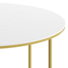 Flash Furniture Hampstead Collection Coffee Table with Matte Gold Frame - White-Round Top