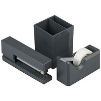 JAM Paper Desk Trio Stapler, Tape Dispenser & Pen Holder Pack - Grey-Colour: Sleek Grey