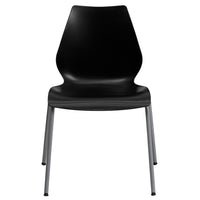 Flash Furniture HERCULES Black Stack Chair with Lumbar Support & Silver Frame - 5 Pack-Set of 5 Multipurpose Stack Chairs