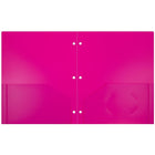 JAM Paper Plastic Heavy Duty 3 Hole Punched Two Pocket School Folder, Fuchsia, 2 packs of 6 (383HHPfug)-Pink