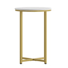 Flash Furniture Hampstead Collection End Table with Matte Gold Frame - White-Contemporary Style