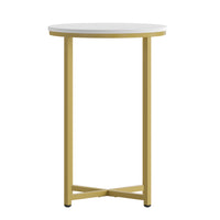 Flash Furniture Hampstead Collection End Table with Matte Gold Frame - White-Contemporary Style