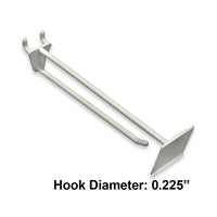 Azar Displays 8" Glass Filled Nylon Pegboard Scan Hooks, White, 50 Pack-Fits to standard pegboard or slat wall