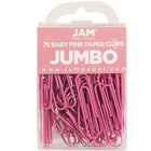 JAM Paper Coloured Jumbo Paper Clips, Large, Pink Paperclips, 6 Packs of 75, 450 Total (42186873g)-Length: 2"