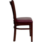 Flash Furniture HERCULES Series Vertical Slat Back Mahogany Wood Restaurant Chair - Burgundy Vinyl Seat-Vertical Slat Back Design