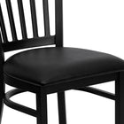 Flash Furniture HERCULES Series Black Vertical Back Metal Restaurant Chair - Black Vinyl Seat - 2 Pack-Curved Support Bar