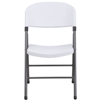 Flash Furniture HERCULES Series Granite Plastic Folding Chair with Charcoal Frame - White-Plastic Folding Chair