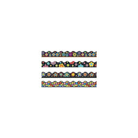 Trend Enterprises Pre-kindergarten - 9th Grades Scalloped Terrific Trimmer, 4 Brights On Black, 96 Pack (T-92919)-Size: 39'(L) x 2 1/4"(W)