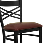 Flash Furniture HERCULES Series Black "X" Back Metal Restaurant Barstool - Burgundy Vinyl Seat-2.5'' Thick Foam Padded Seat