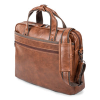 Bugatti 15.6" Synthetic Leather Briefcase with Canvas Trim, Cognac-15.6" Executive Briefcase