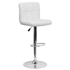 Flash Furniture Contemporary White Quilted Vinyl Adjustable Height Barstool with Chrome Base-Mid-Back Design
