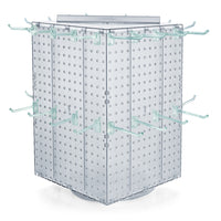Azar Interlock Peg Tower with Revolving Base and Hooks - 14" x 14" x 20" - Clear-Sold in multiples of: 1