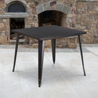 Flash Furniture 35.5" Square Black-Antique Gold Metal Indoor-Outdoor Table-Top Size: 35.5" Square