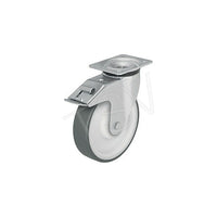 Blickle Polyurethane Caster, Wheel Diameter: 4" (101.6 Mm), Caster Type: Swivel w/Brake (LK-POTH 100R-1-FI)-Wheel Diameter: 4" (101.6 mm)