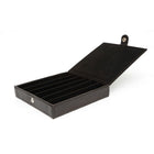Ashlin Tivoli Six-Pen Box with Flap and Button – Black-Designed to hold 6 medium-wide barrel pens (or slim cigars)