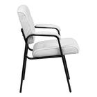 Flash Furniture Leather Executive Side Reception Chair with Black Metal Frame - White-White LeatherSoft Upholstery