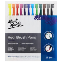 Mont Marte Real Brush Pens - 12 Assorted Colours-Real brush Pens