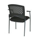 Pro-Line Visitors Chair with Arms and Ventilated Plastic Wrap Around Back, Black-Sturdy Titanium Finish Arm Frames