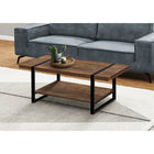 Monarch Specialties 2850 Coffee Table - Brown Reclaimed Wood-Look/Black Metal-Product dimensions: 17.75" H x 47.25" W x 23.75" D