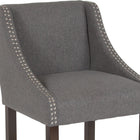 Flash Furniture Carmel Series 24" High Transitional Walnut Counter Height Stool with Accent Nail Trim - Dark Grey Fabric-CA117 Fire Retardant Foam