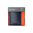 Champs Leather RFID Smart Tap Wallet - Navy-Size: 2.75" x 4.25" x 0.25"