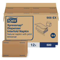Tork Universal Xpressnap Environmental Print Dispenser Napkins - Natural - 12 Pack-Ideal for high-traffic establishments that care about cost in use