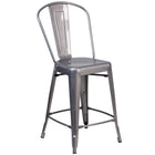 Flash Furniture 24" High Clear Coated Indoor Counter Height Stool with Back-500 lb. Weight Capacity