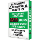 Accuform Signs "Jours Sans" Accident Digi-Day 3 Electronic Signal Scoreboard, 28" x 20", Aluminum, French With Pictogram-Display Type Bolt-On