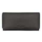 Club Rochelier Ladies Clutch Wallet with Checkbook & Gusset - Black-Black - Leather