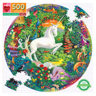 eeBoo Piece and Love Unicorn Garden Round Jigsaw Puzzle - 500 Pieces-500 piece puzzle, includes colour insert