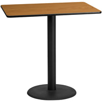 Flash Furniture 30'' x 48'' Rectangular Laminate Table Top, Natural with 24'' Round Bar-Height Table Base (XUNT3048TR24B)-Bar Height Hospitality Table