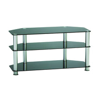 TygerClaw TV Stand for 23" - 50" TV, 17.7" x 35.4" x 19.7", Black-3-Layers TV Stand with 3 black glasses