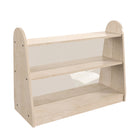 Flash Furniture Bright Beginnings Commercial Grade 3 Shelf Double Sided Wooden Classroom Storage Unit - Natural-Resists Yellowing, Stains, and Scratches