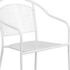 Flash Furniture White Indoor-Outdoor Steel Patio Arm Chair with Round Back-Rain Flower Seat and Back Design