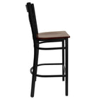 Flash Furniture HERCULES Series Black "X" Back Metal Restaurant Barstool - Mahogany Wood Seat-"X" Back Design