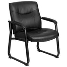 Flash Furniture HERCULES Series Big & Tall 500 lb. Rated Black Leather Executive Side Reception Chair with Sled Base-500 lb. Weight Capacity