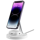 SwitchEasy MagPower 2-in-1 Wireless Charging Stand with MagSafe - White-Best for conference call, selfie and binge-watch
