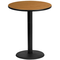 Flash Furniture 36'' Round Laminate Table Top, Natural with 24'' Round Bar Height Table Base (XURD36NTTR24B)-Bar Height Hospitality Table