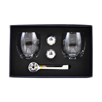 Splash Low Ball 5 Glass Set With 2 Chilling Balls And Tong Set-1 Gift Box
