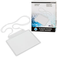 Merangue Pocket Name Badge with String Holder, 100 Pack (1008-7441-00-000)-Clear name badge with lanyard