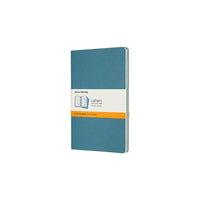Moleskine Cahier Journal, Large, Ruled, Set of 3, Brisk Blue, Soft Cover (CH016B44)-Brisk Blue flexible cardboard cover