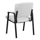 Flash Furniture Leather Executive Side Reception Chair with Black Metal Frame - White-Tufted Upholstered Seat and Back