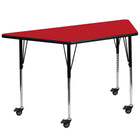 Flash Furniture Mobile 25"W x 45"L Trapezoid HP Laminate Activity Table - Red-Collaborative Trapezoid Activity Table
